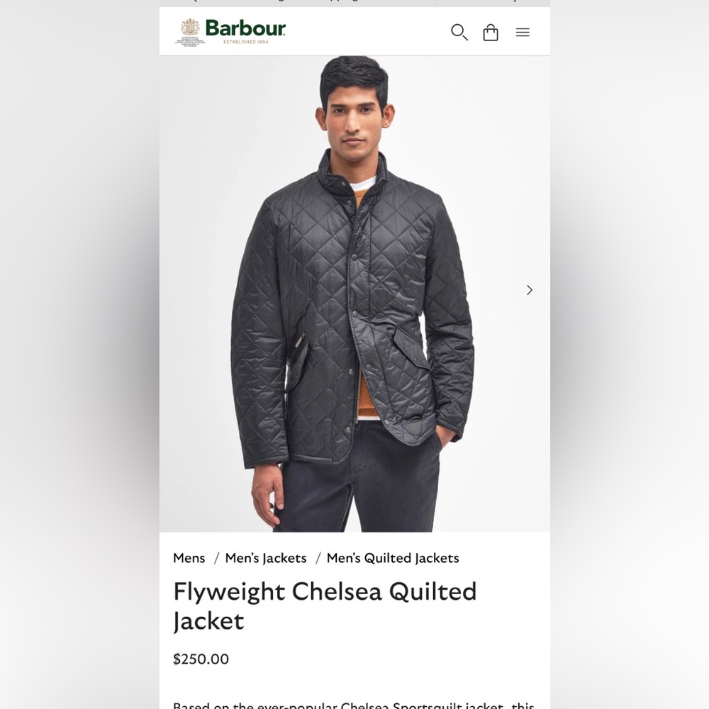 Barbour Black Flyweight Chelsea Quilted Jacket